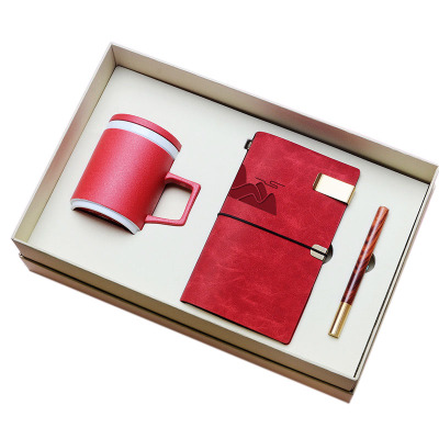粗陶杯+笔记本+红木笔 商务礼盒三件套